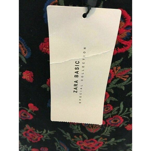 Zara Womens New W Tag Black Red Floral Embroidered Mini Skirt Xs - Picture 6 of 10